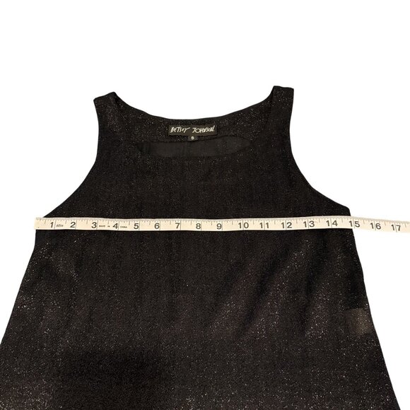 Vintage Betsey Johnson Womens Y2k 90s Black Glitter Sleeveless Mini Dress Size S - Picture 5 of 7